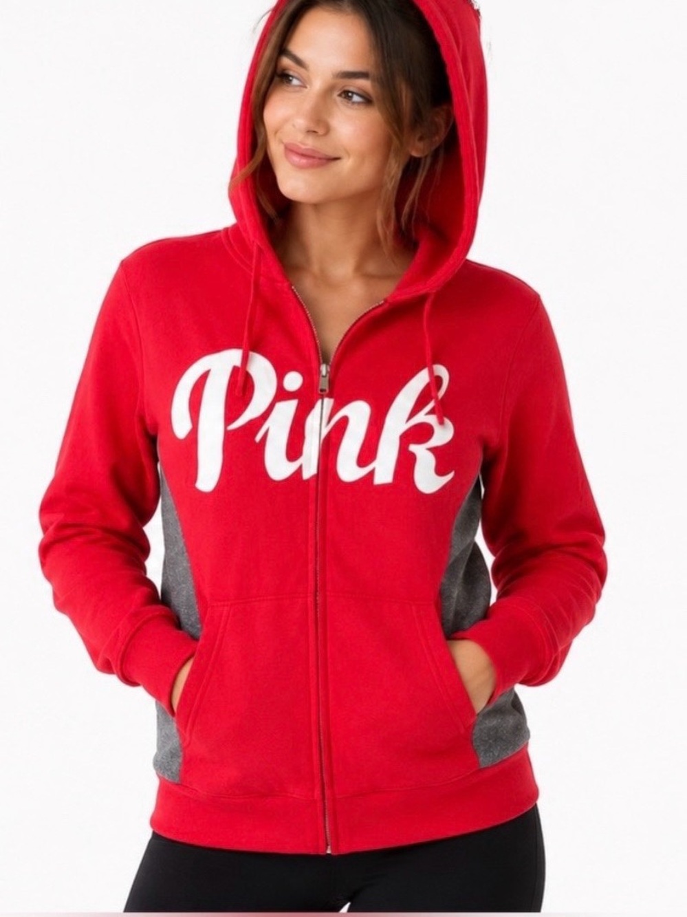 PINK Victoria’s Secret full zip hoodie Sz large